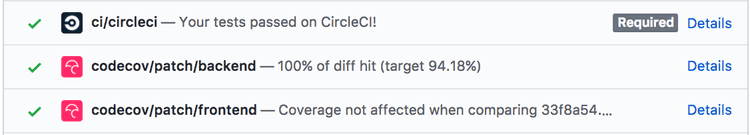 CodeCov “flags” in action for a backend-only PR