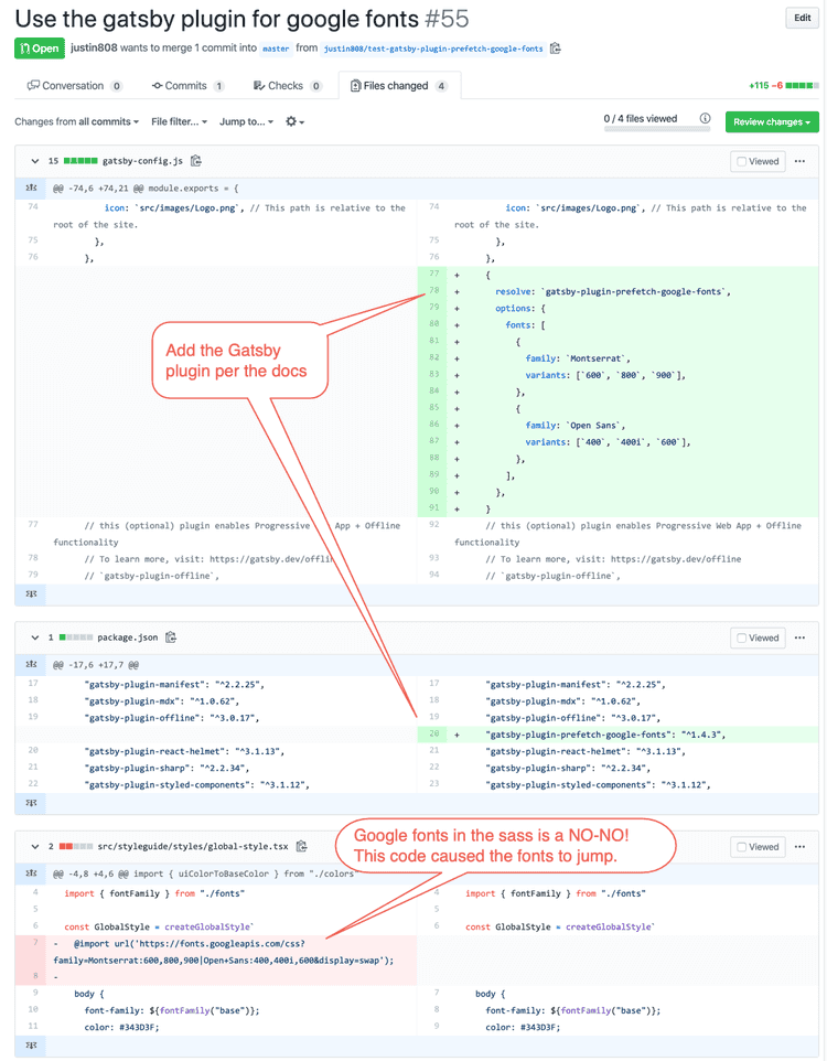 Diff of the code fix