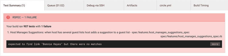 Using a JUnit reporter makes for pretty test summaries that show right at the top. No more sifting through hundreds of lines of noise to find your failing test!